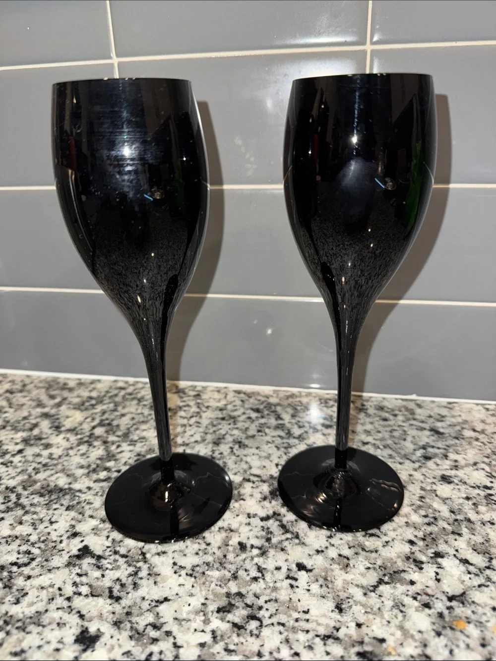 Sleek Black Stem Wine Glasses - Set of 2